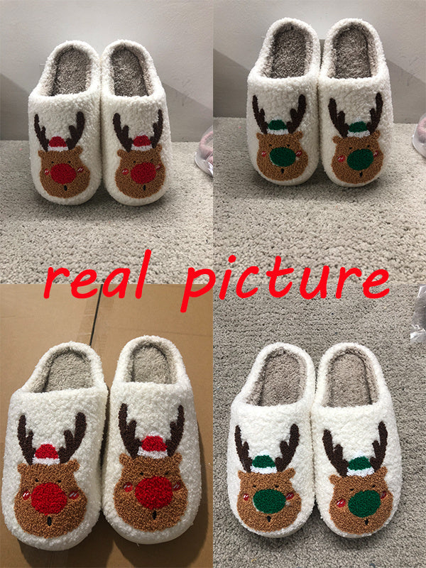 Christmas Elk Winter Slippers – Soft, Cozy Slip-On House Shoes for Warm Holiday Comfort