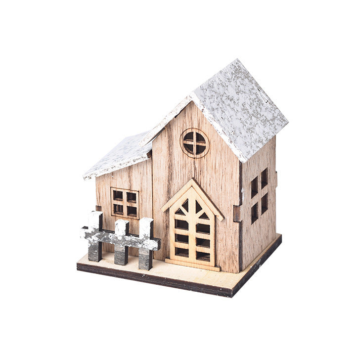 LED Luminous Wooden Christmas House – Festive Holiday Décor with Warm Glow
