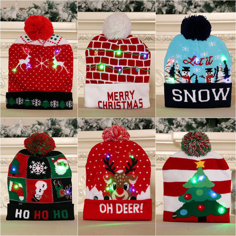 LED Christmas Light-Up Beanie – Knitted Hat for Kids, Holiday Sweater Style Gift