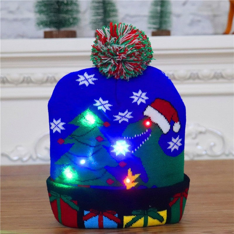 LED Christmas Light-Up Beanie – Knitted Hat for Kids, Holiday Sweater Style Gift