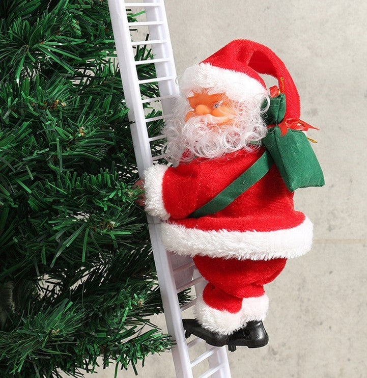 Electric Climbing Santa Claus Toy – Musical Red Ladder Christmas Decoration