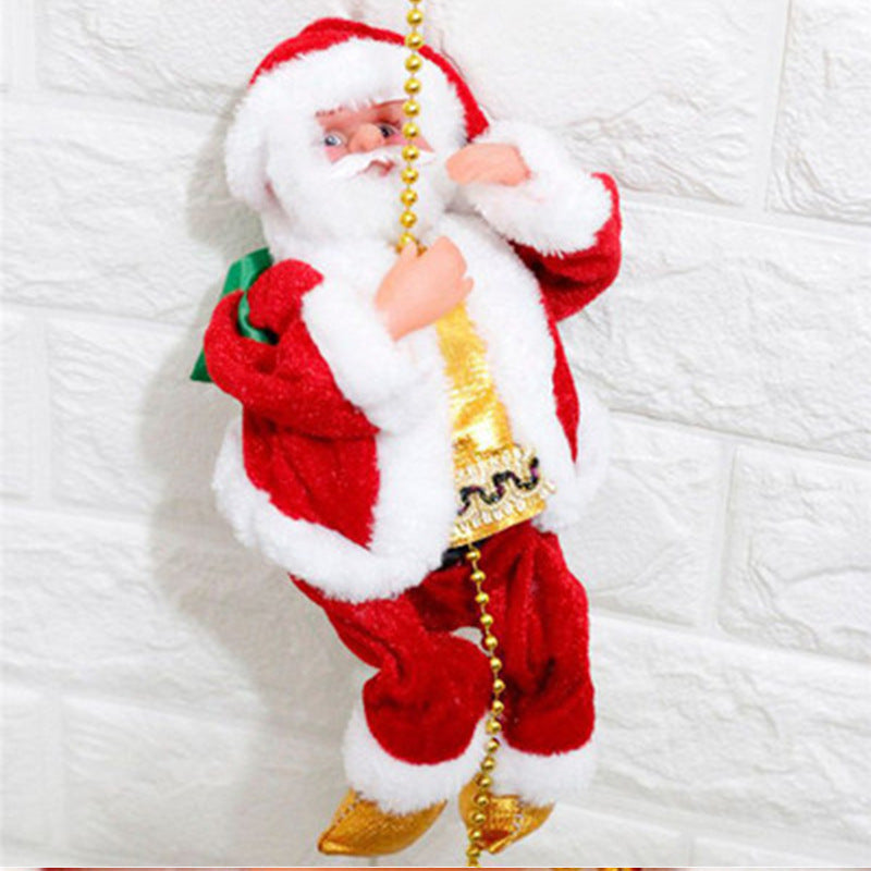 Electric Climbing Santa Claus Toy – Musical Red Ladder Christmas Decoration