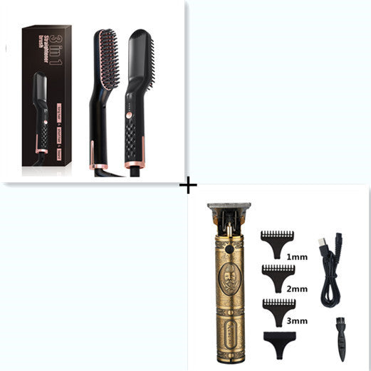 2-in-1 Electric Hair & Beard Straightener – Fast Heating Ionic Comb for Smooth Styling