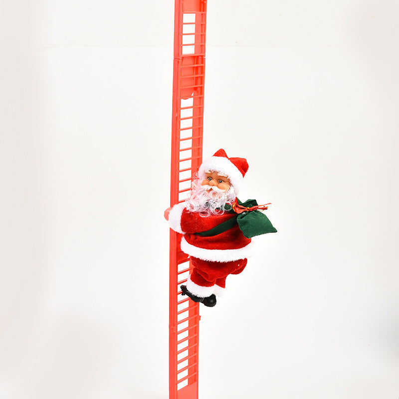 Electric Climbing Santa Claus Toy – Musical Red Ladder Christmas Decoration