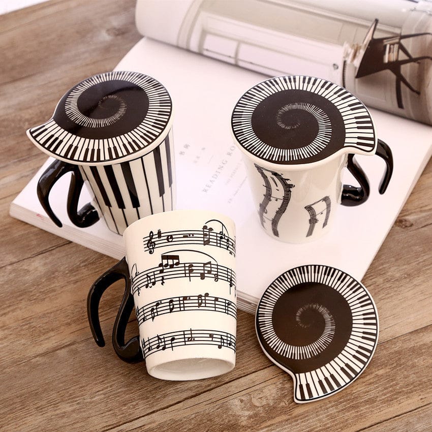 Ceramic music mug note mark water cup with lid coffee cup – Sprout Health