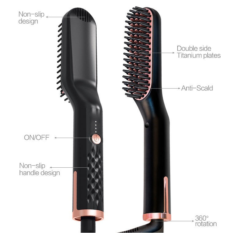 2-in-1 Electric Hair & Beard Straightener – Fast Heating Ionic Comb for Smooth Styling