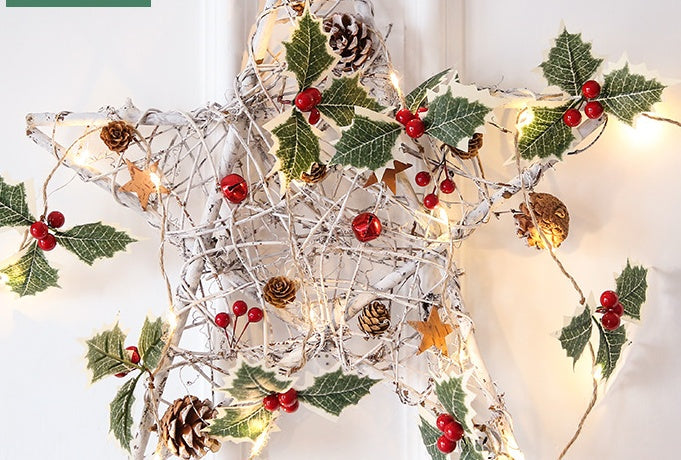Add Holiday Sparkle with Christmas Leaf & Red Berry Copper Wire String Lights – Elegant Festive Décor