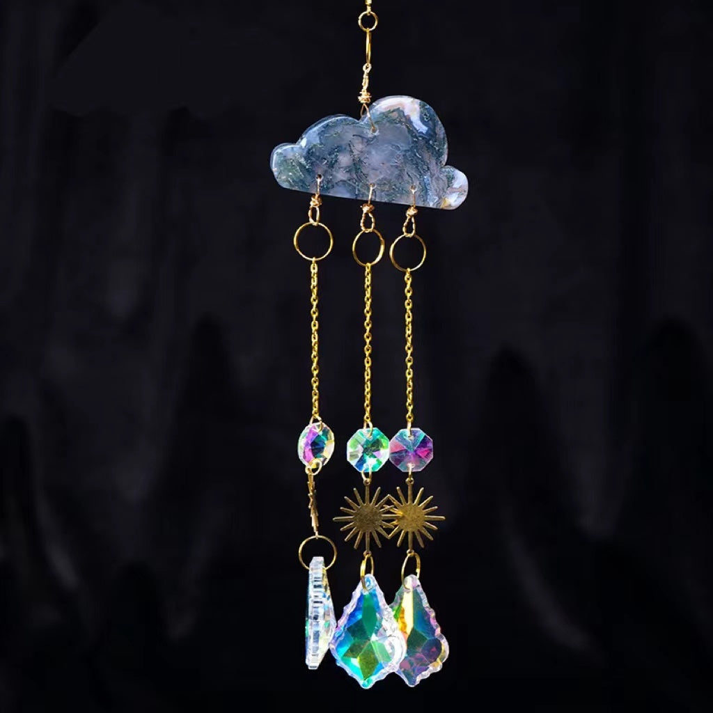 Crystal Cloud Sun Catcher Wind Chimes – Magical Christmas Pendant Chain for Festive Charm