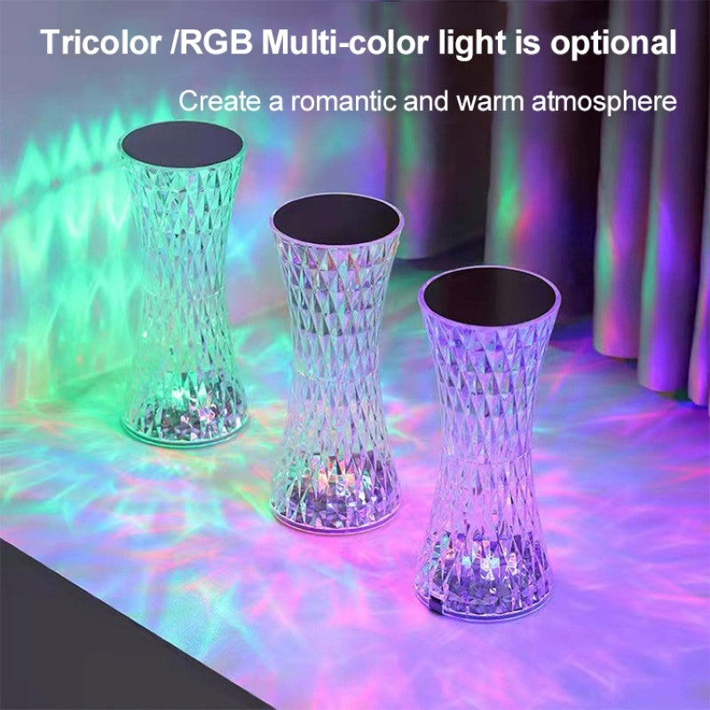 Romantic Crystal Vase LED Table Lamp – Diamond Glow for Christmas Decor & Cozy Bedside Ambience