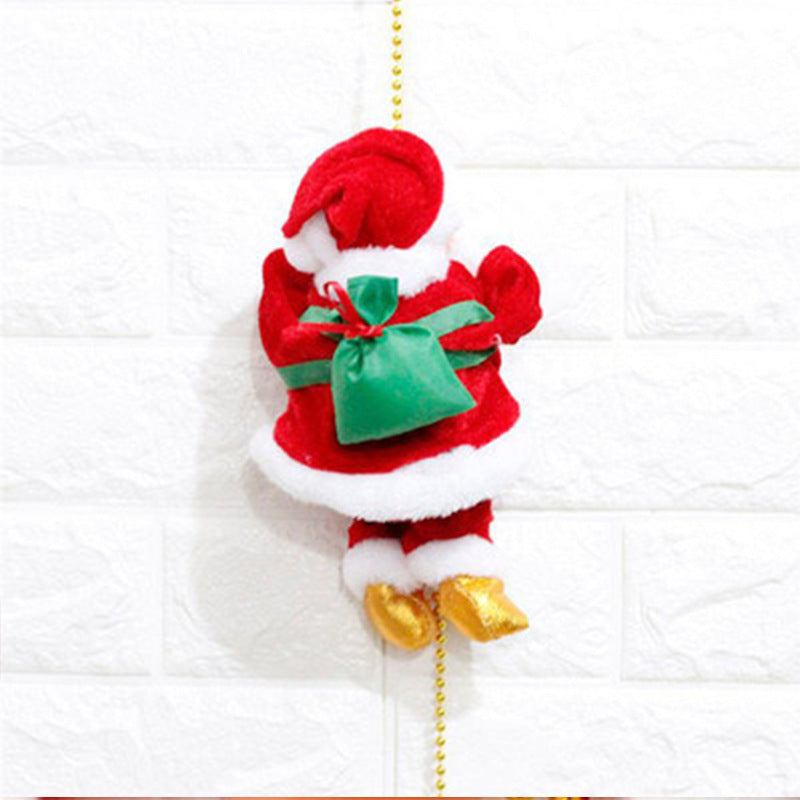 Electric Climbing Santa Claus Toy – Musical Red Ladder Christmas Decoration