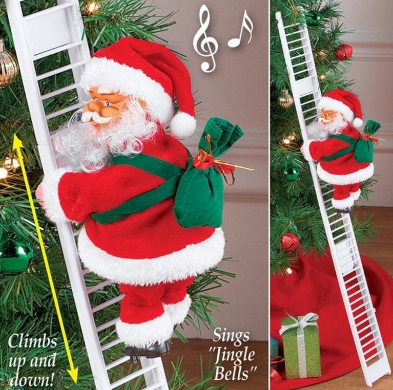 Electric Climbing Santa Claus Toy – Musical Red Ladder Christmas Decoration