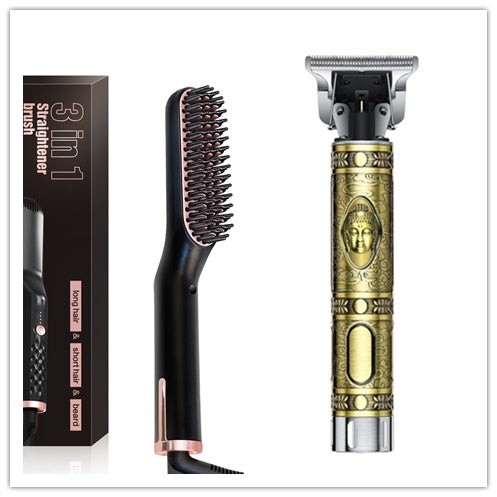 2-in-1 Electric Hair & Beard Straightener – Fast Heating Ionic Comb for Smooth Styling