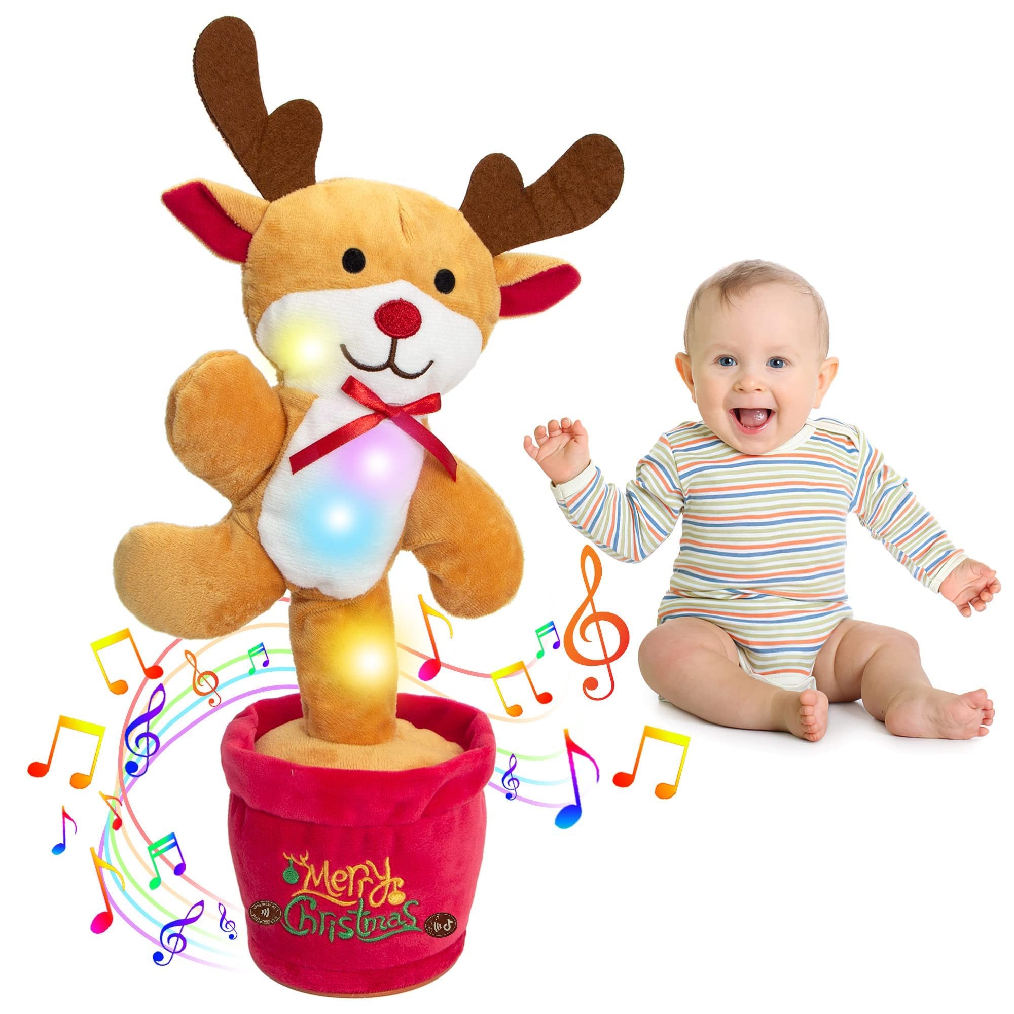 Dancing Talking Christmas Tree Toy – Singing Plush with Lights & Voice Repeat