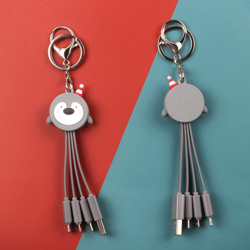 Creative Cartoon Multi-Use Christmas Data Cable – Portable, Gift-Ready & Tech-Savvy!