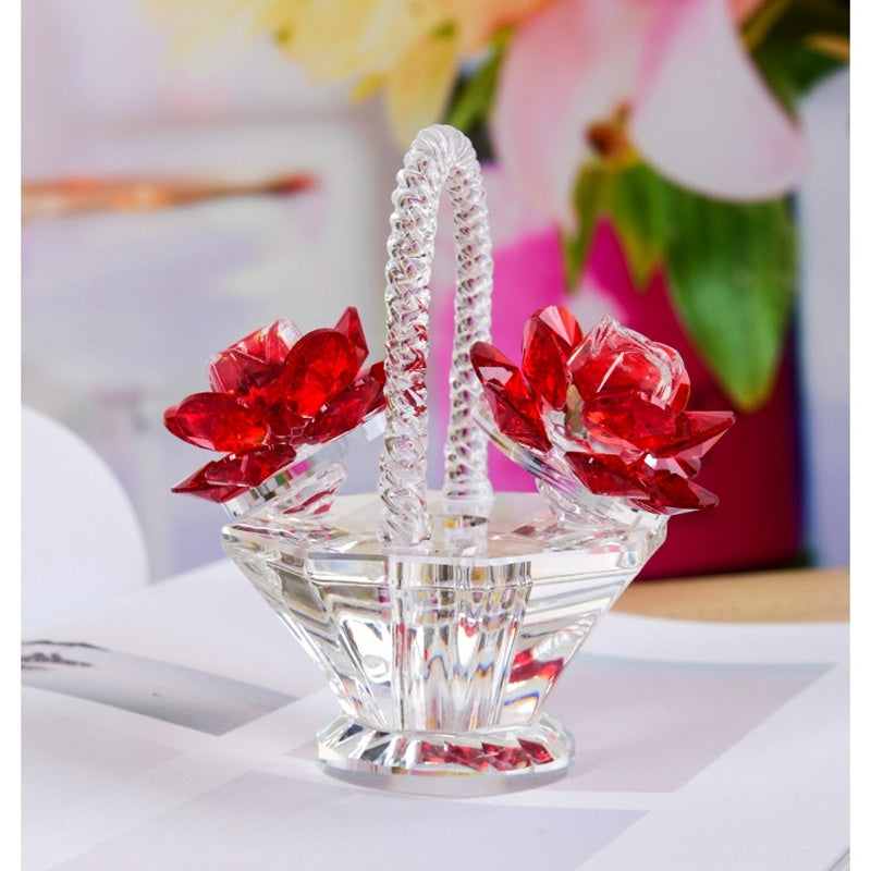 Elegant Crystal Flower Basket Decoration: Perfect for Living Room, Wine Cabinet, or Wedding Gift