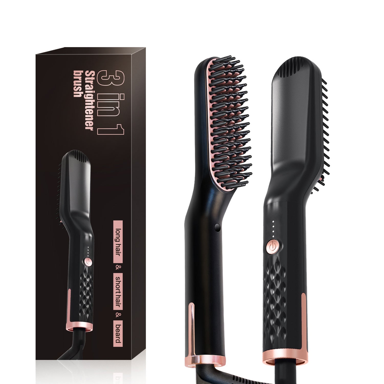2-in-1 Electric Hair & Beard Straightener – Fast Heating Ionic Comb for Smooth Styling