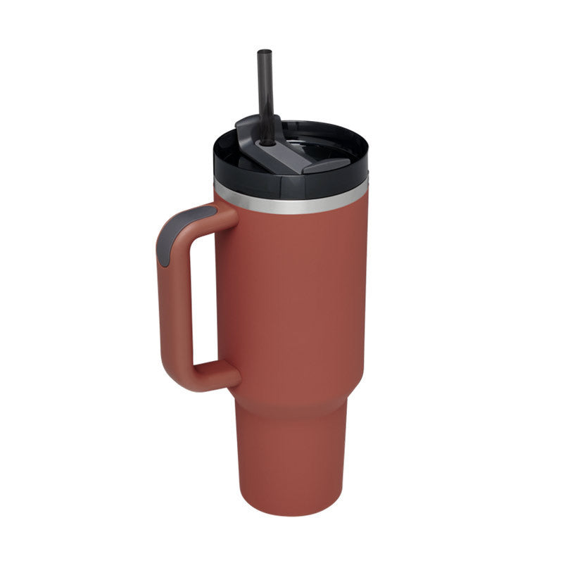 Stainless Steel Coffee Tumbler with Handle & Straw