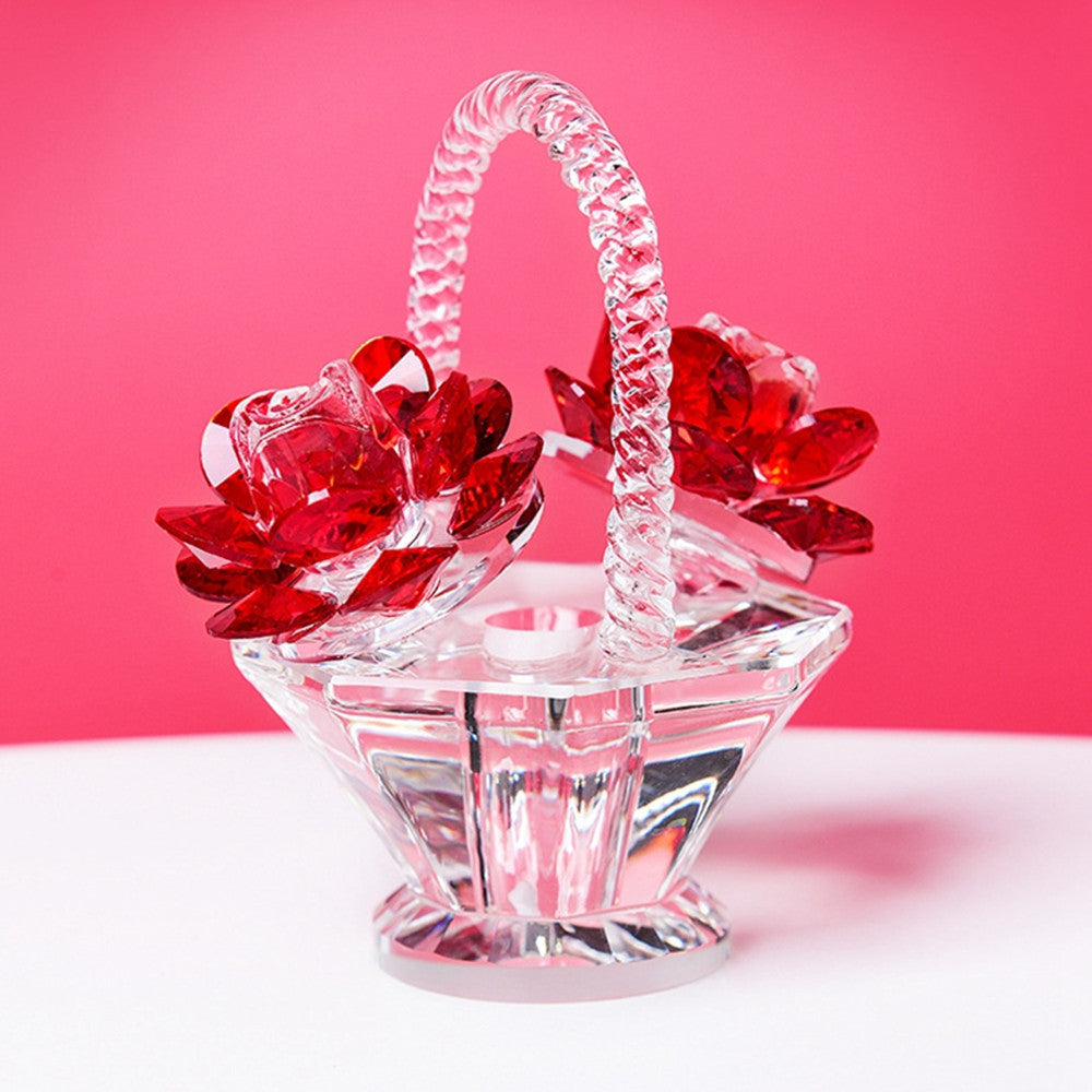 Elegant Crystal Flower Basket Decoration: Perfect for Living Room, Wine Cabinet, or Wedding Gift