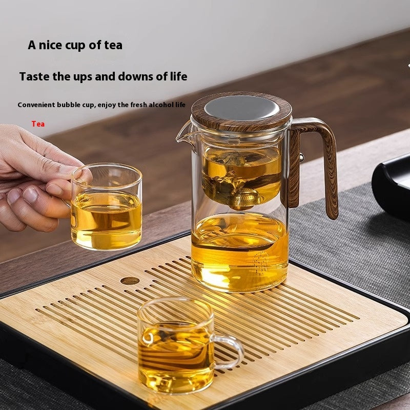 Magnetic Teapot with Wooden Handle One-Click Tea Filtration