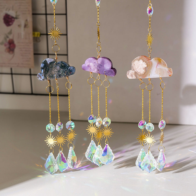 Crystal Cloud Sun Catcher Wind Chimes – Magical Christmas Pendant Chain for Festive Charm