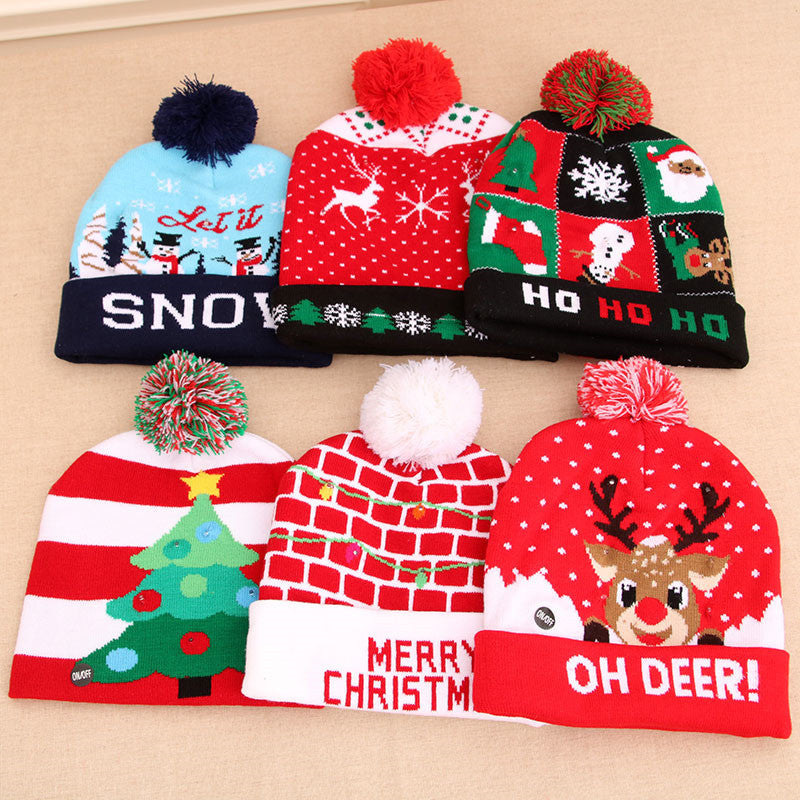 LED Christmas Light-Up Beanie – Knitted Hat for Kids, Holiday Sweater Style Gift