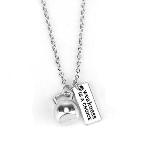 Fitness Gym Dumbbell Silver Charm Pendant Necklace