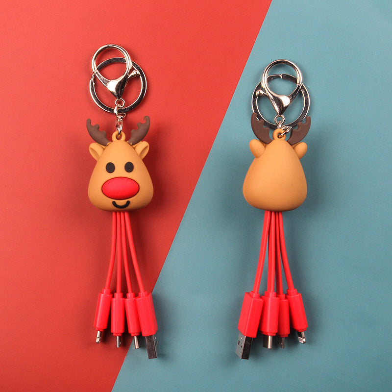 Creative Cartoon Multi-Use Christmas Data Cable – Portable, Gift-Ready & Tech-Savvy!