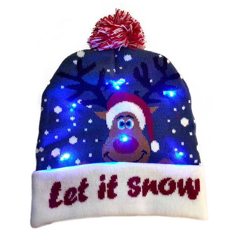 LED Christmas Light-Up Beanie – Knitted Hat for Kids, Holiday Sweater Style Gift