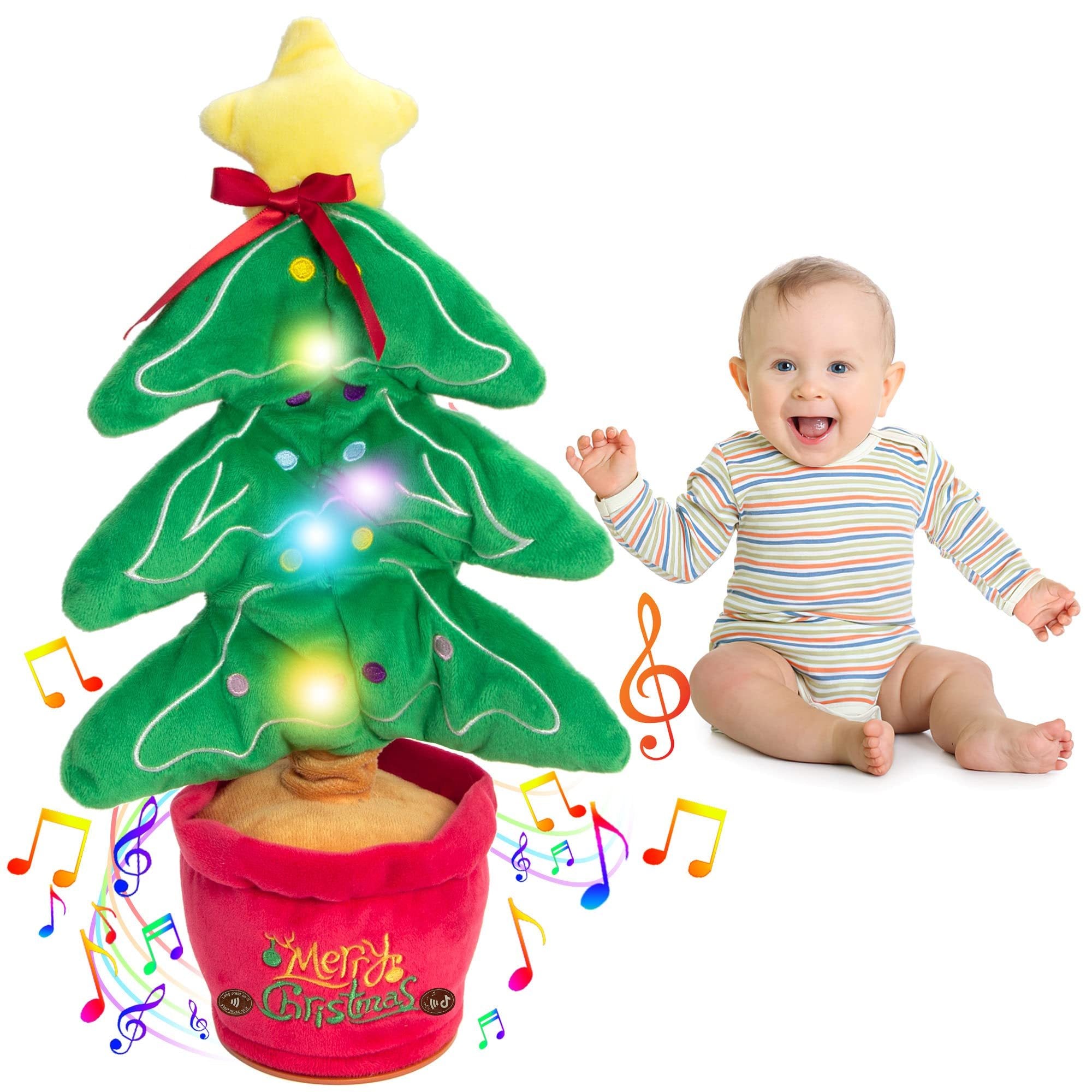 Dancing Talking Christmas Tree Toy – Singing Plush with Lights & Voice Repeat