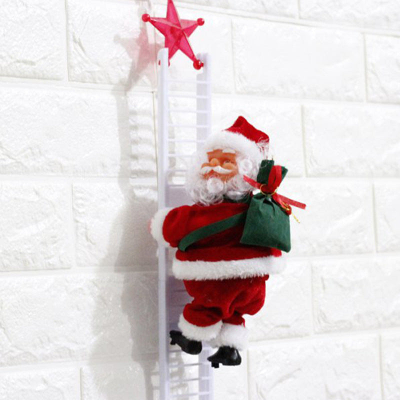 Electric Climbing Santa Claus Toy – Musical Red Ladder Christmas Decoration