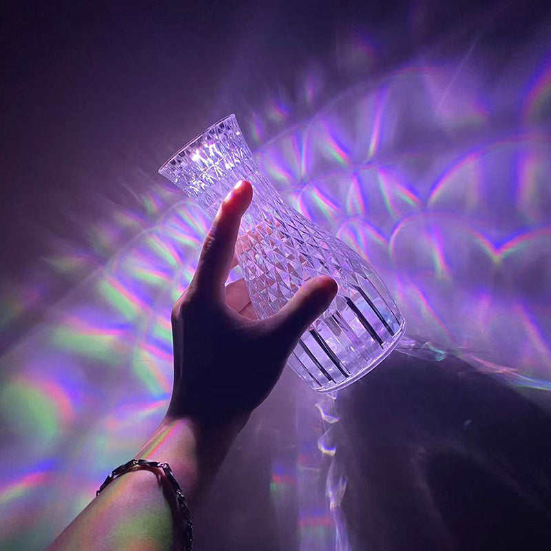 Romantic Crystal Vase LED Table Lamp – Diamond Glow for Christmas Decor & Cozy Bedside Ambience