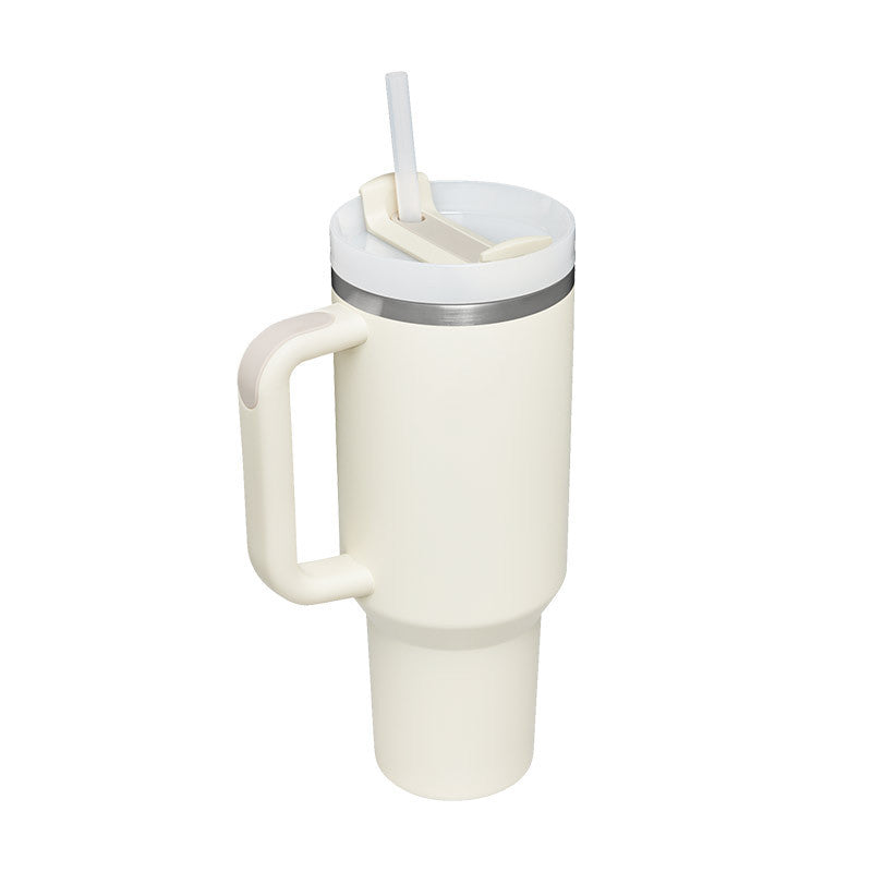 Stainless Steel Coffee Tumbler with Handle & Straw