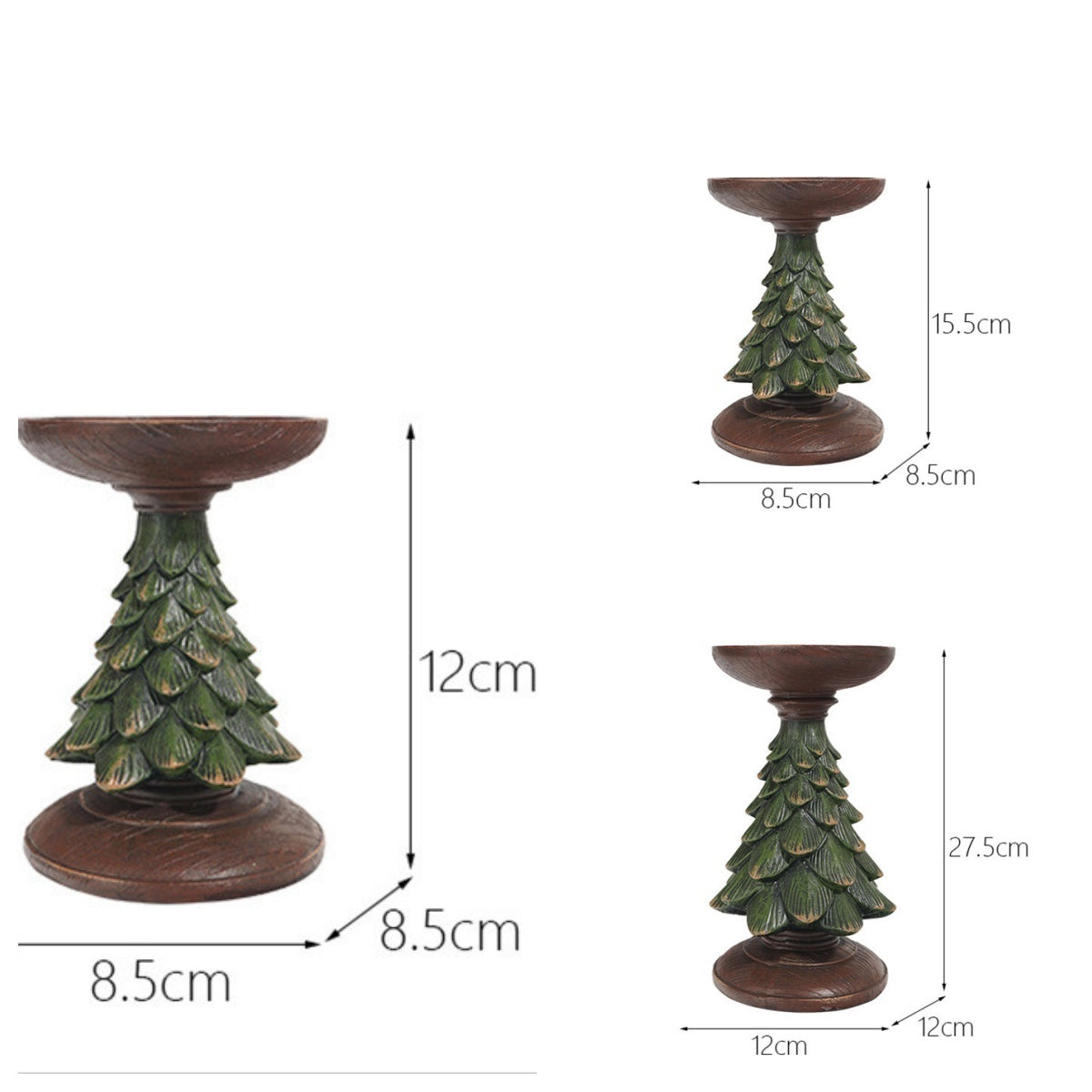 Rustic Resin & Wood Christmas Tree Candle Holder – Festive Figurine for Cozy Holiday Decor