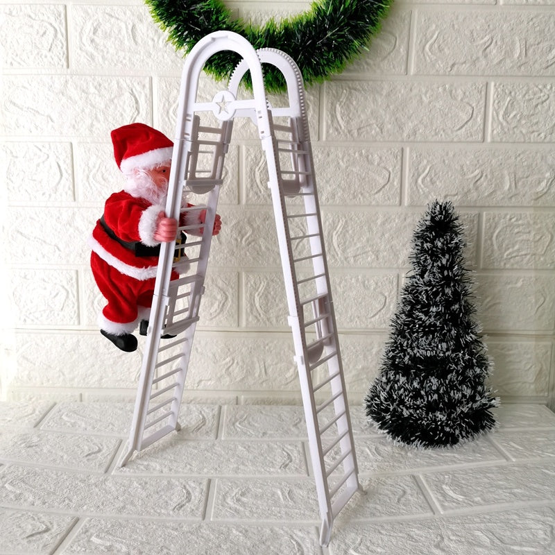 Electric Climbing Santa Claus Toy – Musical Red Ladder Christmas Decoration