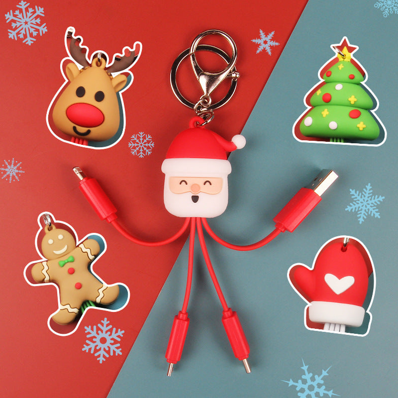 Creative Cartoon Multi-Use Christmas Data Cable – Portable, Gift-Ready & Tech-Savvy!