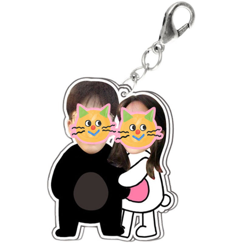 Acrylic Cartoon Key Button Pendant Perfect for Couples