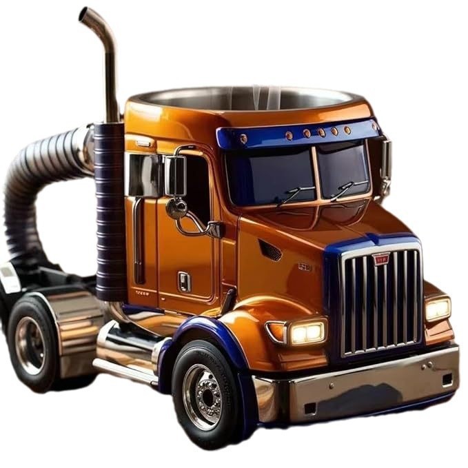 Custom Truck Coffee Mugs – Durable Mugs, Cups Coffee Mugs for Semi Drivers - in yellow color aesthetic design