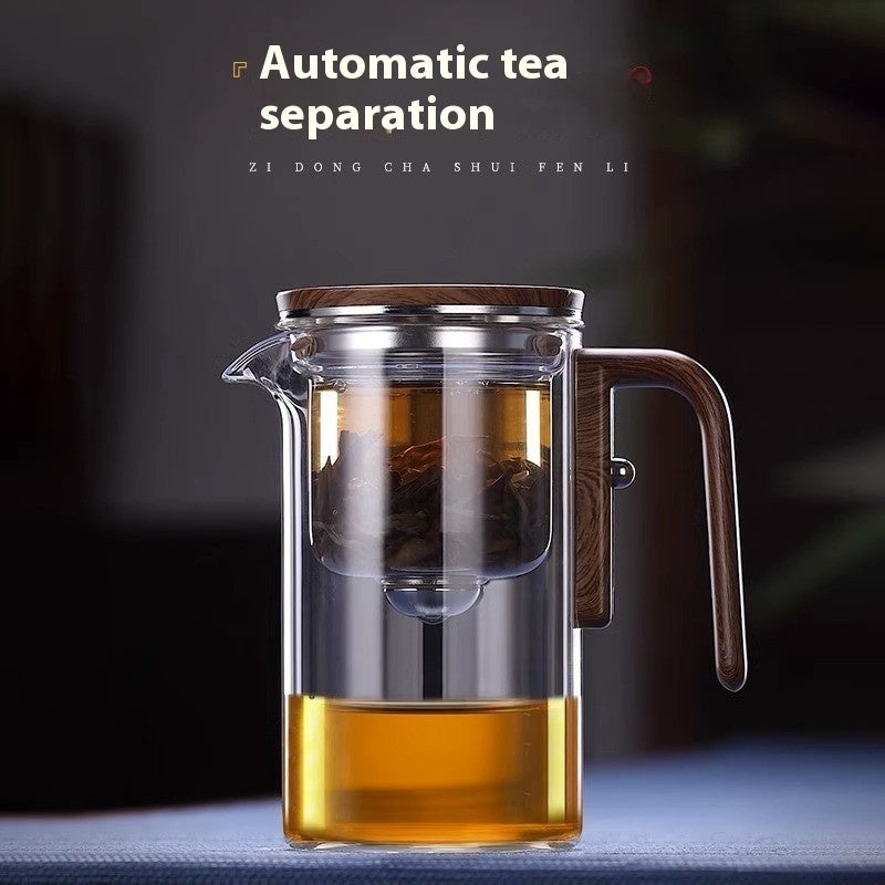 Magnetic Teapot with Wooden Handle One-Click Tea Filtration