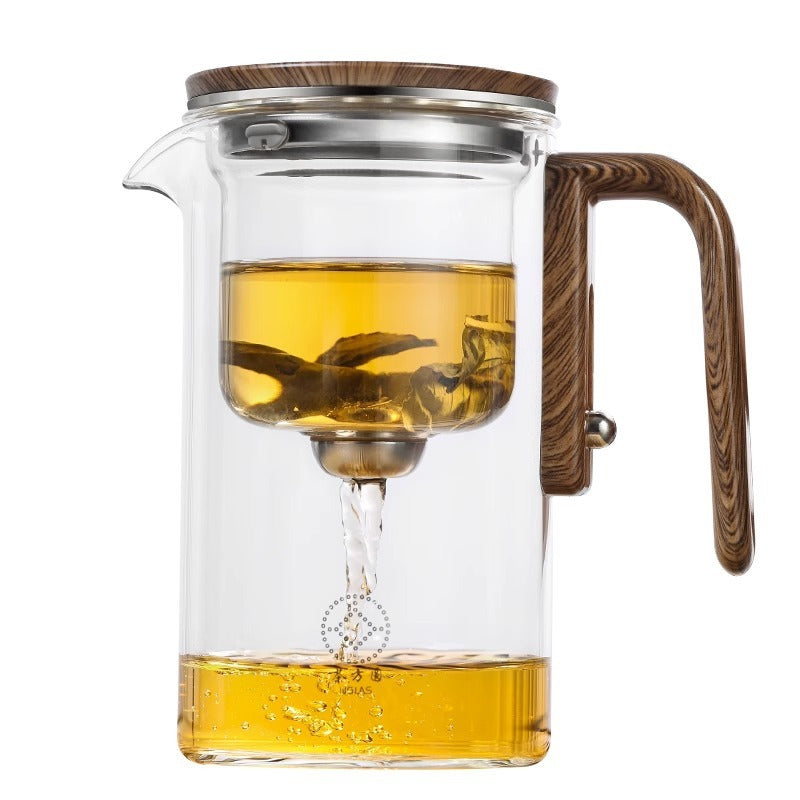 Magnetic Teapot with Wooden Handle One-Click Tea Filtration