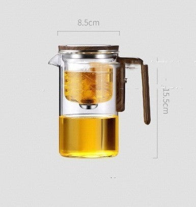 Magnetic Teapot with Wooden Handle One-Click Tea Filtration