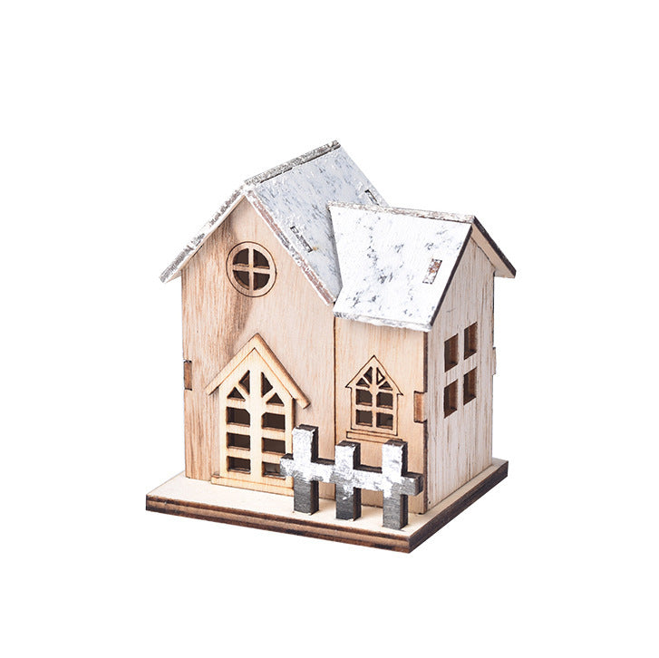 LED Luminous Wooden Christmas House – Festive Holiday Décor with Warm Glow