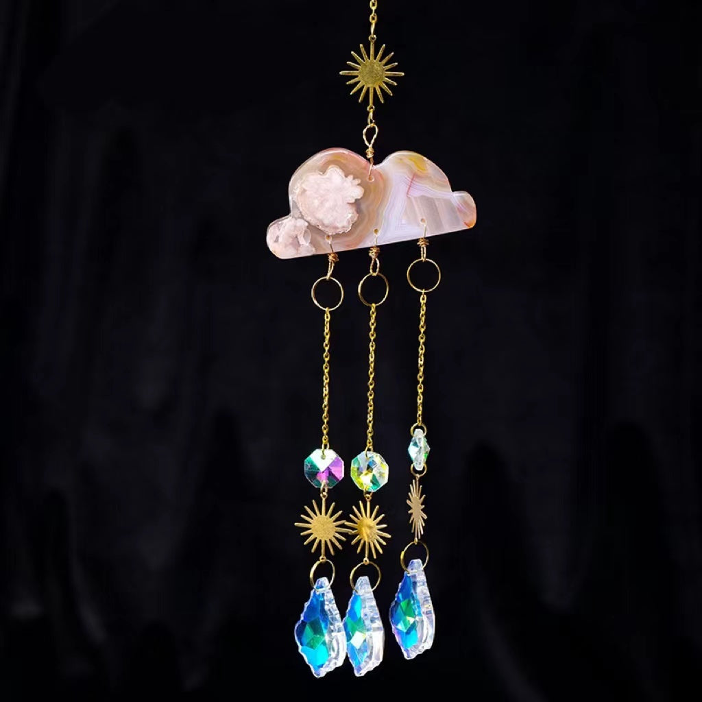 Crystal Cloud Sun Catcher Wind Chimes – Magical Christmas Pendant Chain for Festive Charm