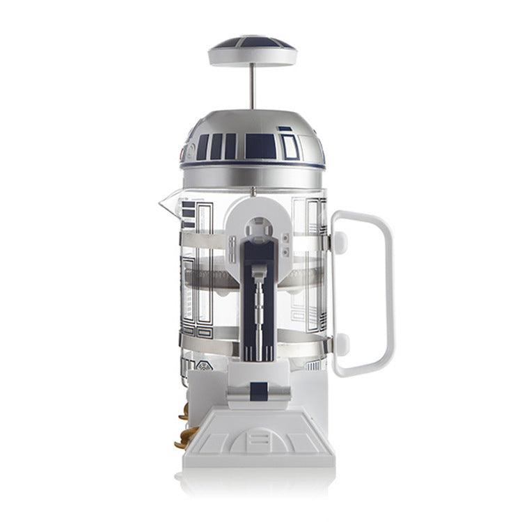 Bold Brew Awaits: 24cm Moka Hand Coffee Maker with Robot Design & French Press Function