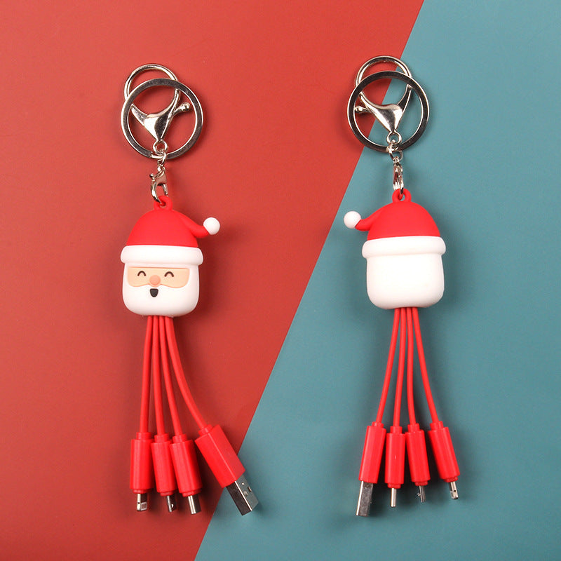 Creative Cartoon Multi-Use Christmas Data Cable – Portable, Gift-Ready & Tech-Savvy!