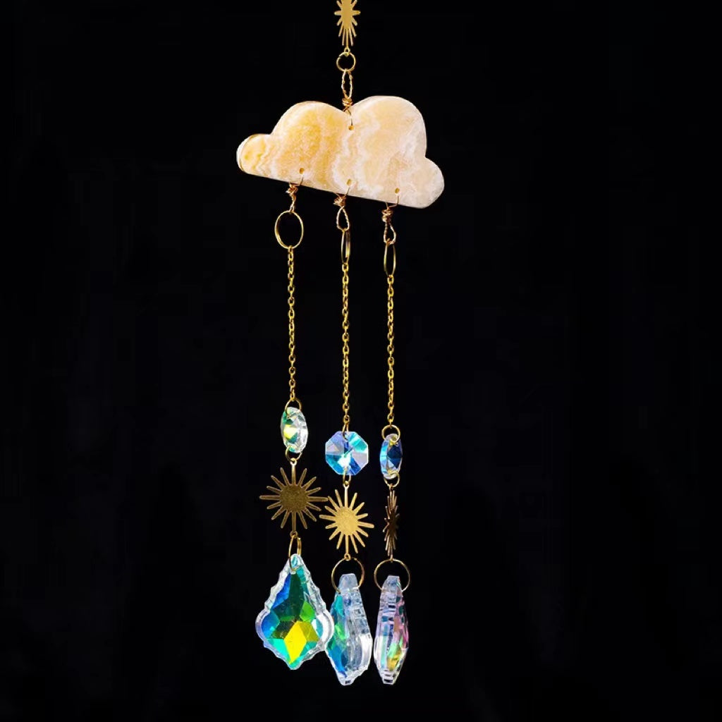 Crystal Cloud Sun Catcher Wind Chimes – Magical Christmas Pendant Chain for Festive Charm