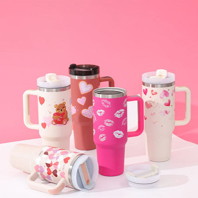 Stainless Steel Coffee Tumbler with Handle & Straw