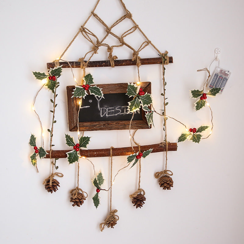 Add Holiday Sparkle with Christmas Leaf & Red Berry Copper Wire String Lights – Elegant Festive Décor