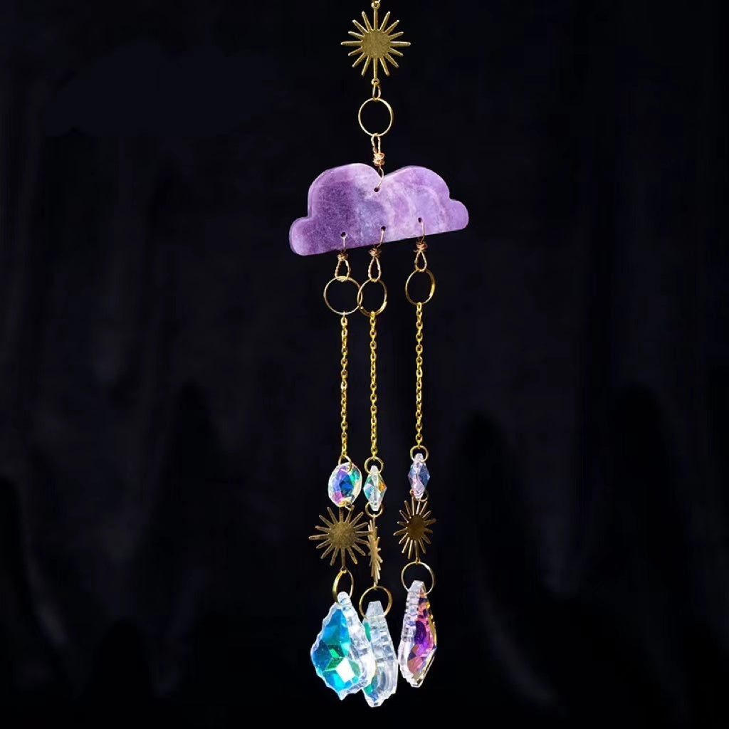 Crystal Cloud Sun Catcher Wind Chimes – Magical Christmas Pendant Chain for Festive Charm