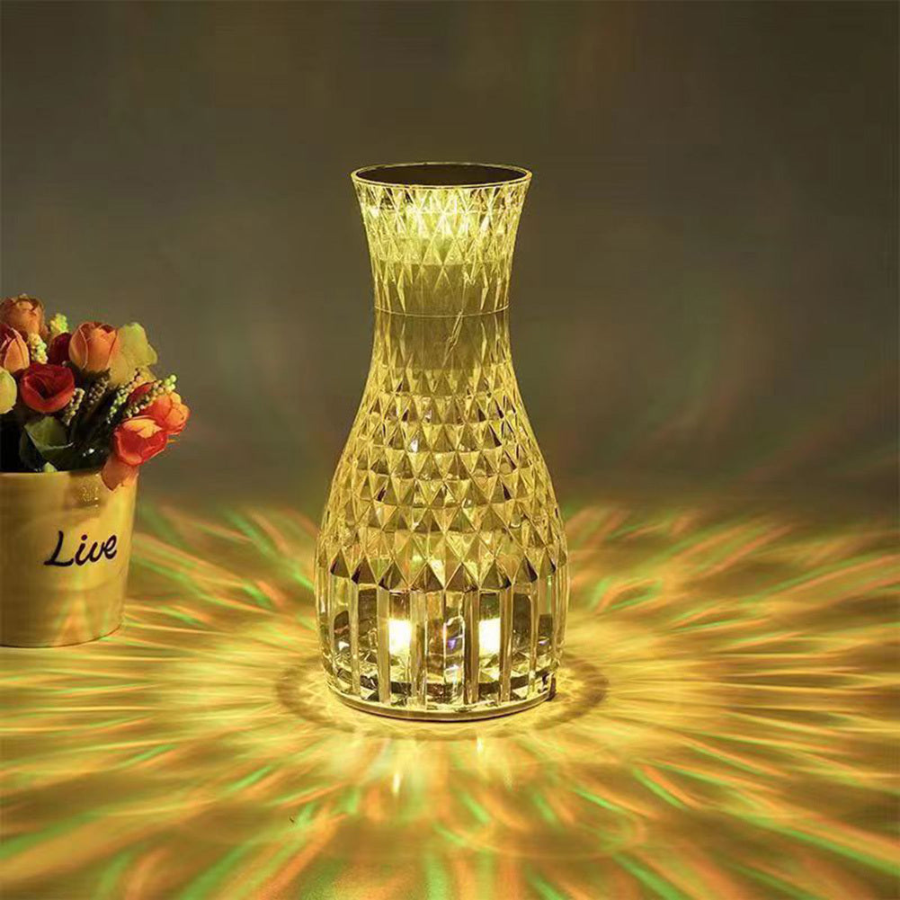 Romantic Crystal Vase LED Table Lamp – Diamond Glow for Christmas Decor & Cozy Bedside Ambience