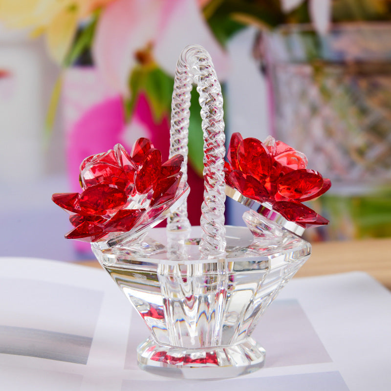 Elegant Crystal Flower Basket Decoration: Perfect for Living Room, Wine Cabinet, or Wedding Gift